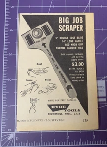HYDE TOOLS BIG JOB SCRAPER SOUTHBRIDGE MASSACHUSETTS PRINT AD 1966 - Bild 1 von 2