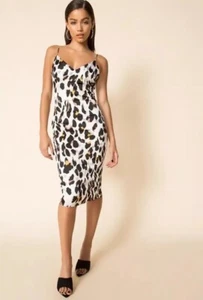 Revolve Superdown Small Fierra Midi Slip Satin Dress Leopard Animal Print Neu C7 - Bild 1 von 10