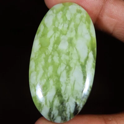 Cabujón serpentino natural 68,45 quilates forma ovalada 24x46x6 mm piedra preciosa rara CP63 Foto 1 de 3