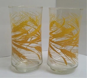Due bicchieri vintage Libbey grano dorato per colazione / bevande 5-1/4"" alti anni '70 - Foto 1 di 6