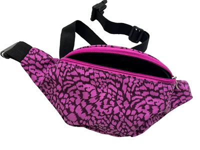 Hip Waist Pack Retro Style Pink w Black Strap Zip Closure Lightweight Travel Bag - Изображение 1 из 4