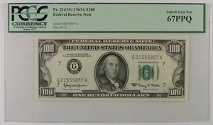 1963A Fr. 2163-G $100 Federal Reserve Note PCGS Superb Gem New 67 PPQ - Picture 1 of 3