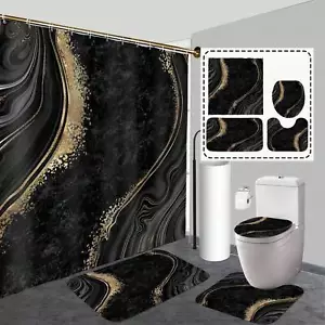 Nunoshin 4 Piece Shower Curtain with 12 Hooks, Durable Non-Slip Bathroom Rug. - Picture 1 of 8