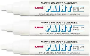 Uni-Paint 63743 PX-30 Oil-Based Permanent Marker, Bold Line, White, 3-Pack - Picture 1 of 2