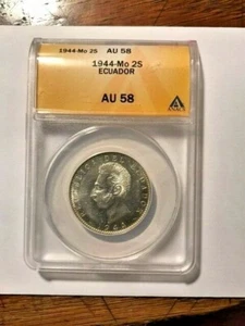 1944-Mo 2S Ecuador 2 Sucre Silver #73 - Picture 1 of 4