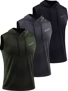 NELEUS Herren Workout Tank Tops Ärmellos Laufshirts mit Hoodie, 5098, 3er Pack - Bild 1 von 8