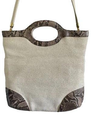 Bolso de mano Due Fratelli recortado imitación piel de serpiente ribete cartera de hombro correa desmontable Foto 1 de 4