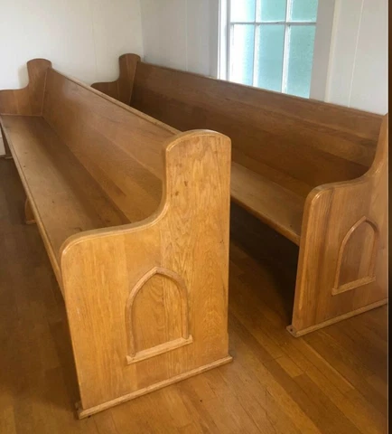 Solid Oak Pews 10 ft from 1900 located in Greeneville Tn, $250 each Cover