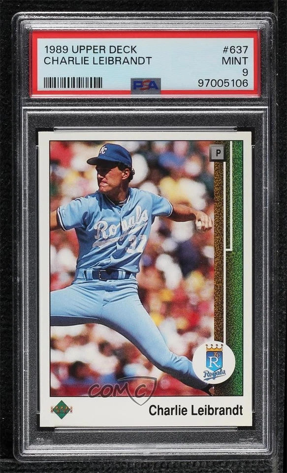 1989 Upper Deck Charlie Leibrandt #637 PSA 9 MINT - Image 1 of 2