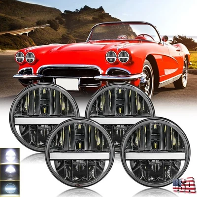 4 peças 130W 5,75" lâmpadas de halo de farol de LED redondas para Chevy Corvette Chevelle Impala - Imagem 1 de 4