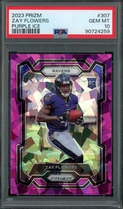 2023 Panini Prizm #307 Zay Flowers RC Purple Ice Rookie #'d /225 PSA 10 - Ravens - Bild 1 von 2