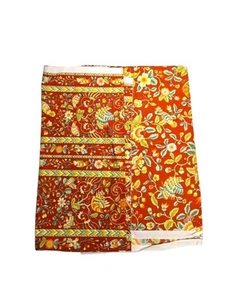 SCHUMACHER screen printed red floral Manchu heavy fabric two pieces lot 3 yards - Picture 1 of 6