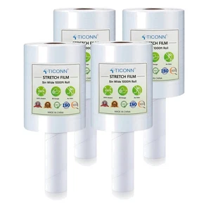 Durable 5-Inch Stretch Film Wrap - 4pk 1000ft Rolls with User-Friendly Handles - Picture 1 of 10