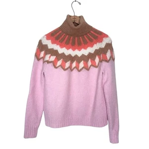 J. Crew Fair Isle Rollkragenpullover Damen superweiches Garn rosa braun Small - Bild 1 von 10