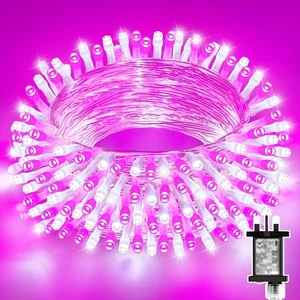 Pink Christmas Fairy Lights, 20M 200 LED Christmas Tree Lights with Timer,Memory - Picture 1 of 5
