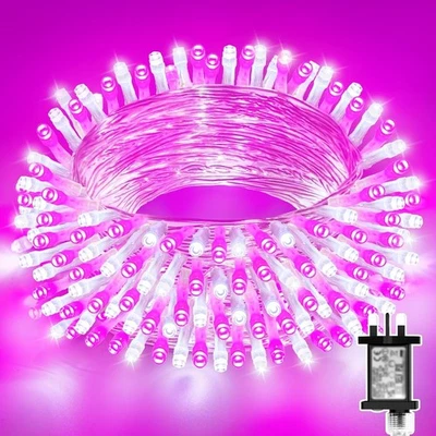 Pink Christmas Fairy Lights, 20M 200 LED Christmas Tree Lights with Timer,Memory - Image 1 of 4