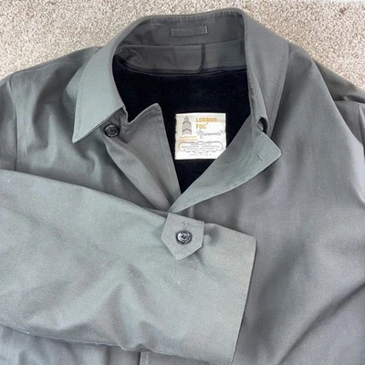 Vintage London Fog Mens 46L Gray Zip Out Lining Trench Coat Raincoat Made in US - Image 1 of 4