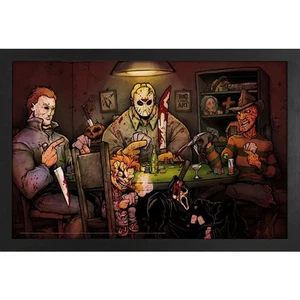 Impresión de póster enmarcado de personajes de terror de Slasher's Playing Poker - Big Chris - Imagen 1 de 1