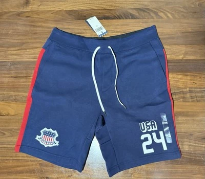 Polo Ralph Lauren Team USA Navy Fleece Shorts Paris Olympics 2024 Men’s Sz Large - Image 1 of 4