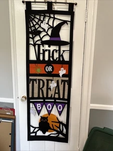 Halloween 5 ft Felt Banner Ghosts Bats Spiders and Owls - Great Condition - Picture 1 of 15
