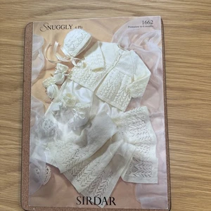 Sirdar Snuggly Knitting Pattern 4ply Lacy Matinee Set Prem-6 months Inclusive - Picture 1 of 2