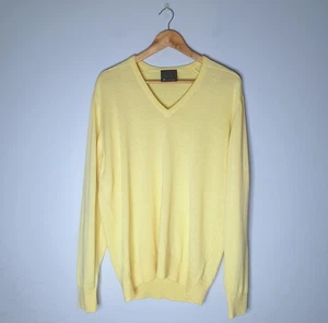 ANSETT - Size 20 (to fit 105cm) men's yellow V-neck 100% pure wool knit jumper - Picture 1 of 5