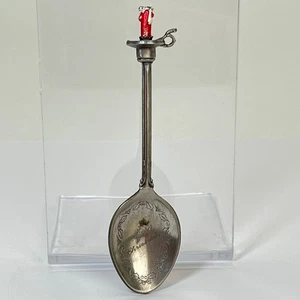 Vintage Souvenir Weihnachtslöffel WAPW Großbritannien Silber Teller 1940 rote Kerze - Bild 1 von 20