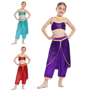 Kids Girls Set Halloween Costume Carnival Outfit Performance Festival Sequin - Picture 1 of 25