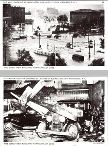 2~Postcards RI Providence 1938 HURRICANE DAMAGE Mall~Biltmore Hotel~Wrecked Cars - Picture 1 of 5