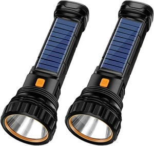 2pcs Solar/Rechargeable Multi Function 1000 Lumens LED Flashlight, with Emerg... - Picture 1 of 7