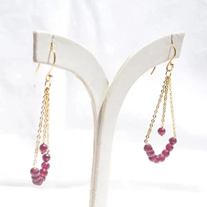 Garnet Earrings: Sterling Silver Dangle, beaded earring for her, January Births - Picture 1 of 6