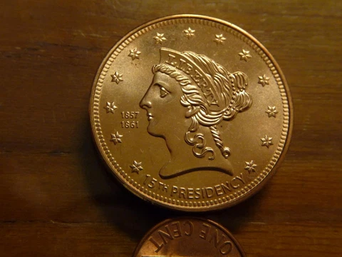 15th Presidency 1857-61 Medal, Head Used on U.S. Coronet Gold Coins SKU# 27537 Cover