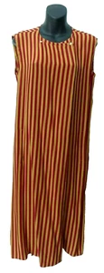 Abito tubino vintage anni 70 Calvin Klein oro bordeaux righe seta MIKI SF 8 - Foto 1 di 5