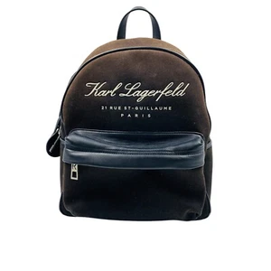 Karl Lagerfeld Dark Brown Medium Size Cotton Blend Backpack Rucksack Bag - Picture 1 of 23
