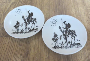 Pablo Picasso Reproduction 2 Small Plates Don Quixote Design - Picture 1 of 6