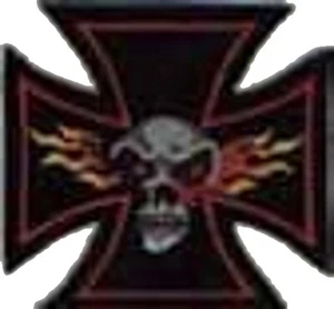 IRON CROSS WITH SKULL AND FLAMES PATCH - OA40 - Picture 1 of 1