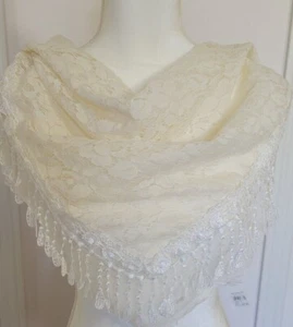 NEW! Lace Tassel Sheer Mesh Lightweight Triangle Scarf Shawls Wrap Head Cover - Picture 1 of 10