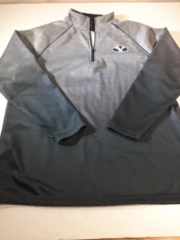 BYU Cougars Jacket Mens Large Gray 1/4 Zip Polyester Colosseum Pullover Cover