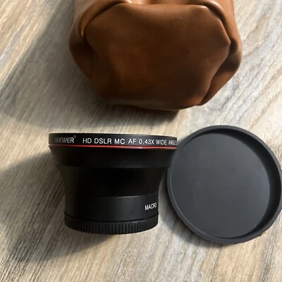 Lente gran angular Neewer 5 mm 0,43x HD DSLR MC con porción macro con bolsa de cuero NUEVO Foto 1 de 4
