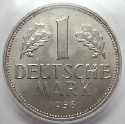 Moneda Frg 1 Marco Alemán 1956 F IN Extremadamente Fina/Brillante Sin Circular PCGS Foto 1 de 4