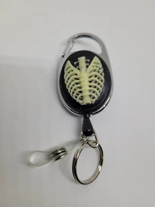 Handmade rib cage id badge pull *glow in the dark* - Picture 1 of 2