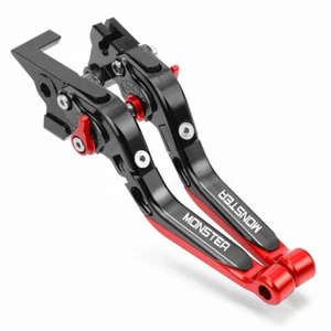 Folding Extendable Brake Clutch Levers For DUCATI MONSTER 766/797/821/1200 Red - Picture 1 of 12