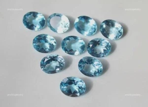 Sky Blue Topaz Wire Wrap Gemstone Necklace Making Oval Faceted Natural 4X6MM - Picture 1 of 7