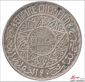 Marruecos 20 Francos 1352 (1933) / 20 gr. plata MBC+ / VF+ - Imagen 1 de 2