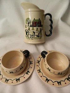 VINTAGE METLOX POPPYTRAIL PITCHER & 2 CUPS AND 2 SAUCERS - HOMESTEAD PROVINCIAL - Picture 1 of 12