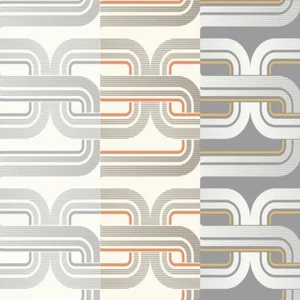 Papel pintado suave a rayas línea geométrica retro patrón de eslabón Arthouse - Imagen 1 de 9