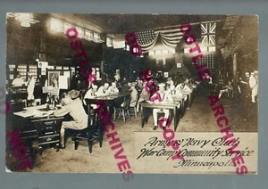 Minneapolis MINNESOTA RPPC c1918 INTERIOR Soldiers ARMY & NAVY CLUB WW1 Sailors - Picture 1 of 2
