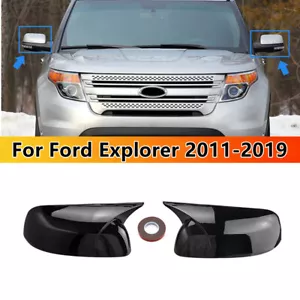 Gloss Black OX Horn Side Wing Mirror Cover Caps For Ford Explorer 2011-2019 - Foto 1 di 6