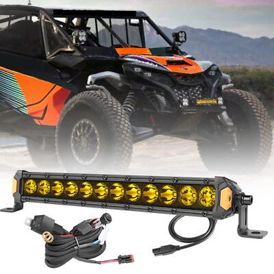 For 2017+ Can-Am Maverick X3 12" Single Row LED Light Bar Slim Combo + DT Wiring - Image 1 of 4