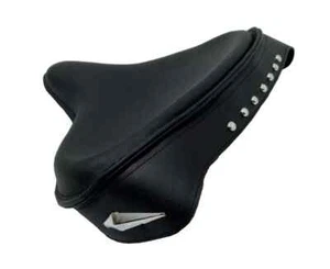 Solo Seat Harley Black Leather Skirt Knucklehead Panhead Shovel TC Bobber |Fit - Picture 1 of 2